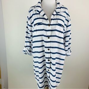 Dotti Striped Button Front Coverup 1X